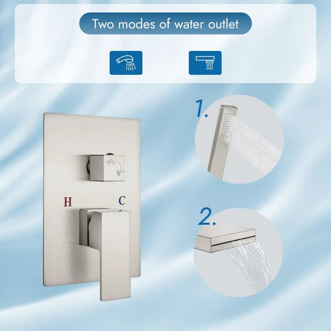 Wall Mount Waterfall Tub Faucet With Handheld Sprayer And Single Handle Lever Rough-In Valve Shower Diverter Kit modes