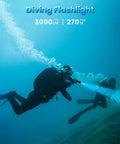 Two divers using Ultra Bright 3000 Lumen Scuba Dive Light With Magnetic Ring Switch IPX8 Waterproof To 100 M underwater