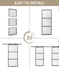 Double Barn Door Set 72 By 84 Inches With 12 Ft Hardware Kit And Soft Close Clear Tempered Glass Panels 36x84 In Each assembly steps