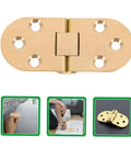 Top Tier Pack of Heavy Duty Brass Table Folding Hinges With 180 Degree Rotation For Sewing Machines Desks And Doors Super Smooth Quiet Flip Top Hardware, close-up view.