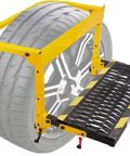 Hella Sturdy Folding Tire Step For Tesla Cybertruck Crew Featuring Heavy Duty Steel Frame With Grippy Steps To Make Garage Work A Total Slam Dunk This Week, close-up view