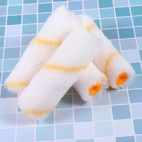 48 Pack Mini Paint Roller Covers With Super Soft Polyester Nap Kick Back On Your Home Reno No Drama Trim And Detail Painting Sets That Hold Plenty Of Paint For A Dang Smooth Clean Finish, close-up of soft mini roller covers.