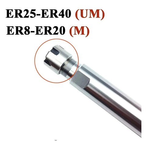 Ultra Precision ER Extension Rod C8 To C32 Collet Chuck Holder For CNC Milling close-up of chuck end with detailed threading.