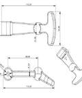 Technical drawing of Cooler Replacement Lid Latches T Latch Kit Fits Yeti RTIC Hard Coolers with dimensions labeled.