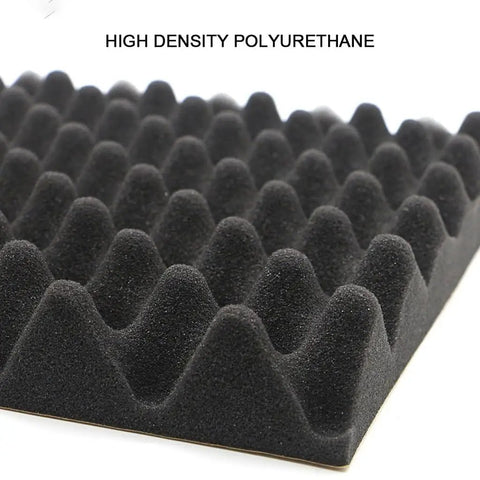 Built Legit Egg Crate Acoustic Foam Panels 9 Piece Set Top Shelf Sound Blocking Wall Padding Flame Retardant Game Changer Noise Reduction Studio And Home Audio Treatments 12 By 12 By 2 Inches high density polyurethane foam close-up