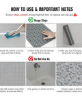 Usage instructions for Rock Solid Non Slip Shower Mat With Mega Tight Suction Cups And Rapid Drain Holes For Tub Security.