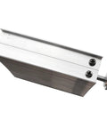 Side view of 90mm aluminum lab lifting platform with knurled adjustment knob