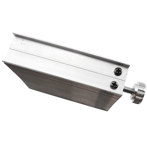 Side view of 90mm aluminum lab lifting platform with knurled adjustment knob