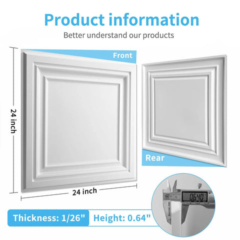 PVC Ceiling Tiles 2x2 White 12 Pack For Drop Ceiling Grids Or Flat Substrates, Lightweight Flexible Plastic Sheets That Will Not Crack, Water And Corrosion Resistant, Safe Recyclable DIY Ceiling Upgrade