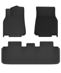 Top Shelf TPE Floor Mats For Tesla Model Y 2025, three-piece black set, heavy duty TPE, waterproof liners.