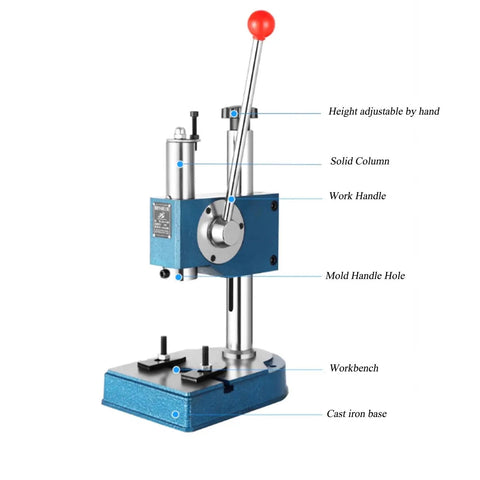 Heavy Duty Manual Punch Press With Automatic Return Lever And Adjustable Height Stand Ready For Precision Leather Crafting And Steel Punching Dead Serious Zero Cord Hassles On Deck For Busy Home Garage Or Pro Shop Grind