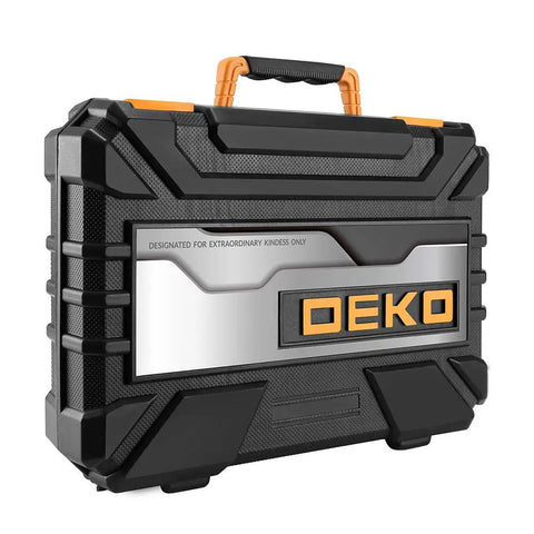 128 Piece General Household Tool Set With Auto Repair Tools In A Plastic Toolbox Storage Case Chrome Finish Hand Tools
