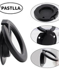 Four Pack Matte Black Recessed Ring Pull Handles For Cabinets And Drawers Round Concealed Door Pull Knobs with zinc alloy construction.