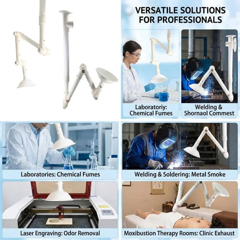 2 Pack Adjustable Flexible Fume Extraction Arm With 3 Joint Mobility Universal Snorkel Fume Extractor in lab and welding use