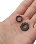 Propane Tank Gasket And O Rings Set For Soft Nose POL Fittings 10 Pieces Each black gasket and O-ring in hand