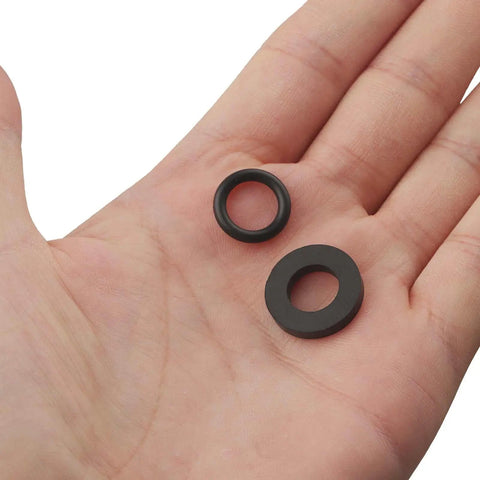 Propane Tank Gasket And O Rings Set For Soft Nose POL Fittings 10 Pieces Each black gasket and O-ring in hand