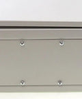 Heavy Duty 16 Gauge Steel Wall Mount Enclosure IP66 Weatherproof front view showing screws and seal in gray