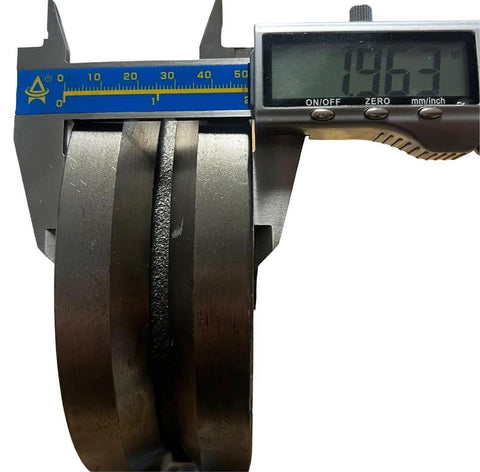 Side view of a 6-inch cast-iron V-groove wheel, 2-inch wide, for sliding gates.