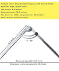 Badass Heavy Duty Carbon Steel Wing Divider Locking Caliper With Integrated Pencil Cup For Precision Woodworking Drafting, 8 inches leg