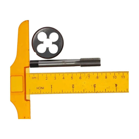 Professional Round Machine Tap Die M12×1.25 Metric Thread Kit For Precision External Screw Machining And Complete Internal Threading With Compact Storage Design For Heavy Duty Shop Use, round die and tap with ruler