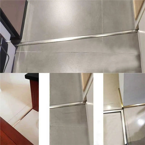 Silver Blue Cable Raceway Concealer Self Adhesive Wires Management Cover seen protecting cables along floor and wall junctions.