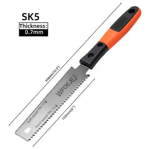 Japanese Hand Saw 6 Inch Double Edge Pull Saw With SK5 Blade 11 Or 17 TPI Soft Grip Handle For Hardwood And Softwood