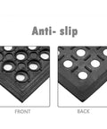 Front and back view of Anti Fatigue Drainage Rubber Floor Mat Roll 83 By 36 Inch Non Slip Heavy Duty For Kitchen Bar Restaurant Wet Areas