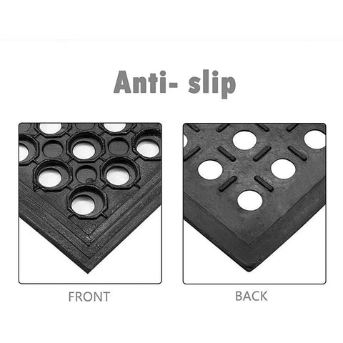 Front and back view of Anti Fatigue Drainage Rubber Floor Mat Roll 83 By 36 Inch Non Slip Heavy Duty For Kitchen Bar Restaurant Wet Areas