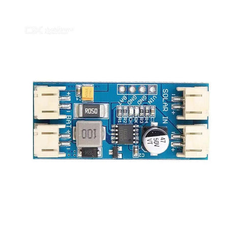 Top view of MPPT Solar Charger For Li Battery 6V 12V Input, 3.7V 4.2V Output, 2A Charging Board Module, blue circuit board