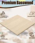 Front view: 12-pack basswood sheets, 12x12 in, 1/8 in thick (3 mm), unfinished wood for laser cutting and crafts