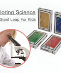48 Piece Kids Microscope Slides With Prepared Specimens For Stereo Microscopes Animals Insects Plants And Flowers Colorful Cartoon Patterns To Spark Curiosity And Fun Safe Durable Educational Science Kit For Kid Explorers in 4 boxed sets, child using microscope