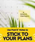 Calendar with a yellow sticky note reminding to schedule mammogram, text below encourages using sticky notes to plan.