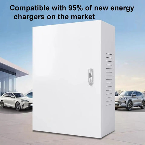 Heavy Duty Galvanized Steel Charging Station Enclosure Lockable Weatherproof Housing For Electric Cars safe outdoor housing viewed from the side.