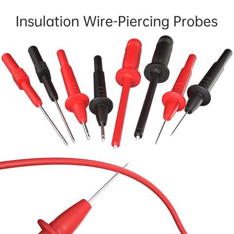 Plug-And-Play Pro Grade Silicone Multimeter Test Leads Kit With Replaceable Probes, Alligator Clips, 25-Piece Set wire-piercing probes