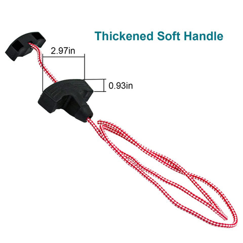 Emergency Release Pull Rope Cord Handle Kit 41A2828 Red for Garage Doors with dimensions labeled, featuring red cord and black handle.