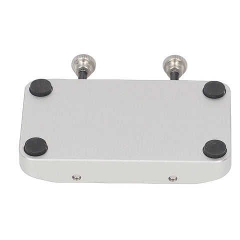 Top Tier Helping Hands Soldering Station With Four Wiggling Arms, silver aluminum base with rubber feet and screw clamps.