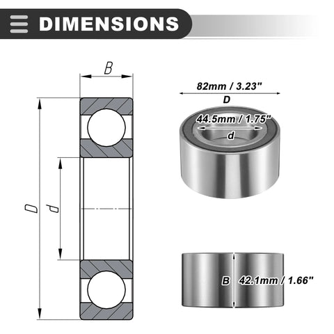 Diagram and specifications for Front Wheel Bearing With Sealed Hub For Ford Focus 2012 2018 And Ford C Max 2013 2018 Ford Escape 2013 2019