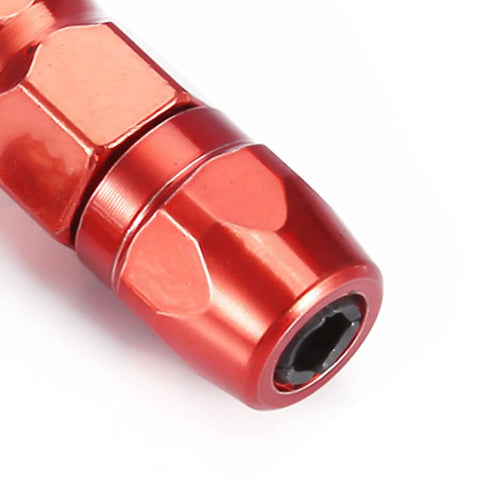 Close-up of red metal fitting from Grease Nipple Pack For Cars, Motorcycles, Trucks, Agricultural Machinery And Industrial Equipment.