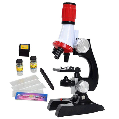 Kids Microscope Kit For Beginners With LED Light 100X 400X And 1200X Magnification Kid Friendly Educational Toy with accessories