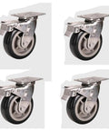 Heavy Duty 304 Stainless Steel Caster Wheels On Flat Plate Cart Rollers showing four casters with dual bearing wheels.