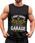 Mens Fresh Car Mechanic Tank Top 100 Cotton Ultra Soft Sleeveless Muscle Tee For Guys, black with garage print, perfect for workouts.