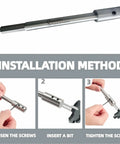 Built Different High Carbon Steel Forstner Bit Extension Set 7 Inch installation method with screws and bits for woodworking.