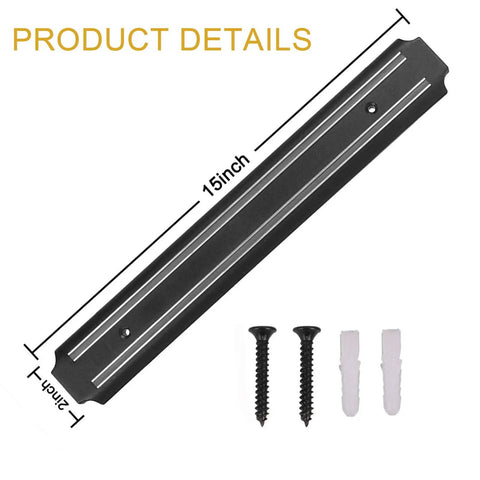 Fifteen Inch Magnetic Knife Storage Strips Set Of Two for Kitchen Organization with screws and wall anchors