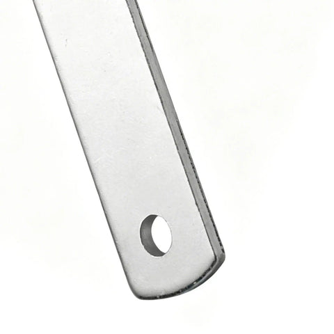 Close-up of the Triangle Socket Key 2 In 1 Compact Portable Tool Spanner metal end section with hole for Barrier Posts Cabinet Machines Trains