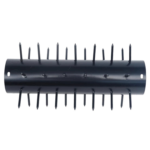 Close-up of spiked roller for 62 Inch Rolling Lawn Aerator With 17 Inch Roller Heavy Duty Manual Turf Aerator For Quick Soil Breakup