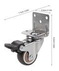 4 Pack 1.5 Inch Side Mount Casters For Bed And Stroller Heavy Duty TPR Wheels With Locking Brakes 360 Degree Swivel