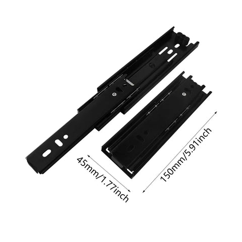 Black 6 Inch Cabinet Drawer Slides Kit With Easy Installation Drawer Rails And Accessories For Smooth Quiet Sliding Durable Triple Track Design