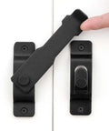 Matte Black Flip Latch Gate Latch Lock For Barn Fence And Sliding Doors Heavy Duty Stainless Steel Gate Hardware mounted on white door