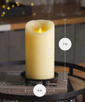 Flameless LED Pillar Candle With Moving Flame And Timer Ivory Real Wax Pillar 4 Inch By 7 Inch Battery Operated Unscented