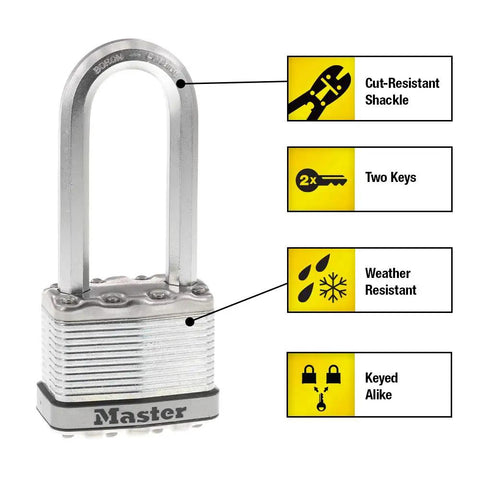 Built Tough Heavy Duty Outdoor Padlock With Key, 2 Pack Keyed Alike, Dual Armor Construction for weatherproof security.